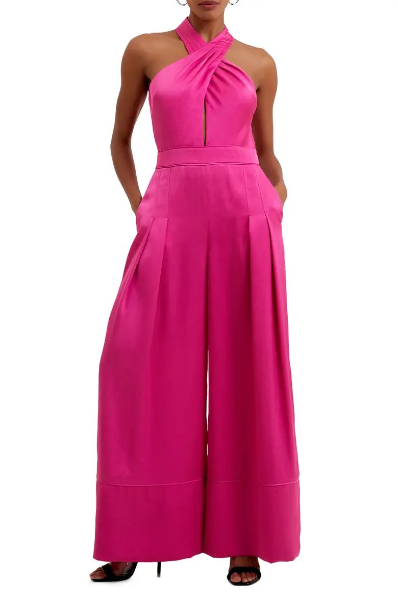 Harlow Crossover Satin Recycled Polyester Jumpsuit | Nordstrom