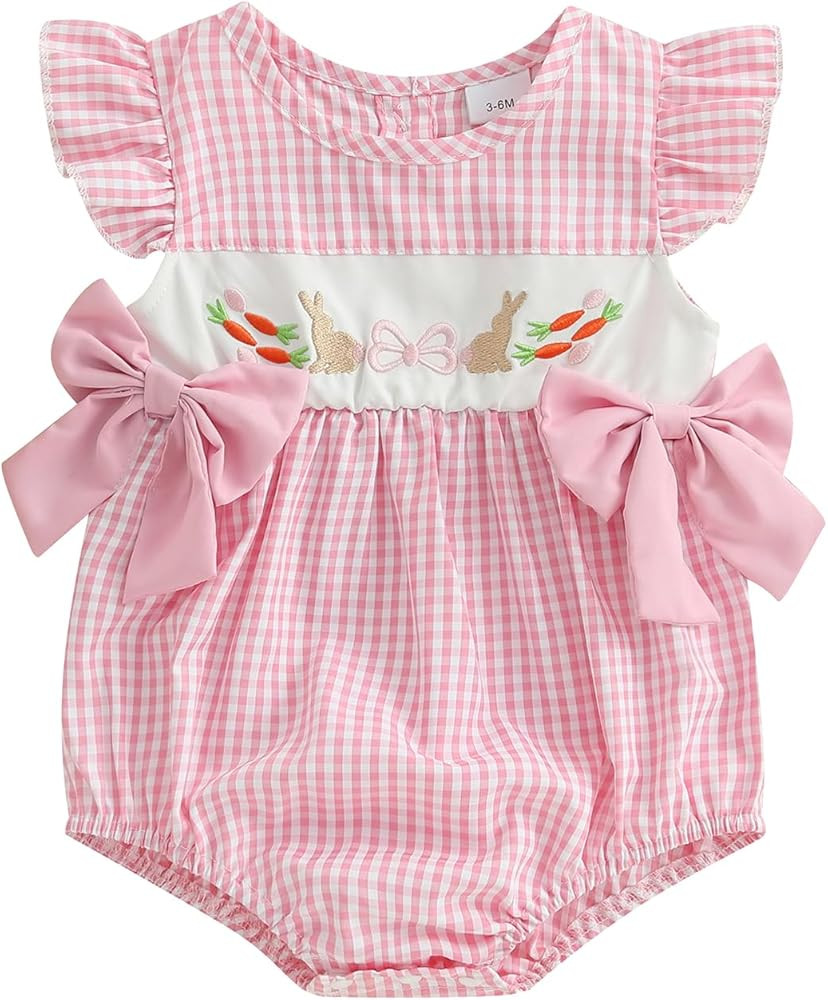 Newborn Baby Girl Easter Outfit Infant Girl Clothes Baby Easter Romper Jumpsuit Summer Baby Girl ... | Amazon (US)