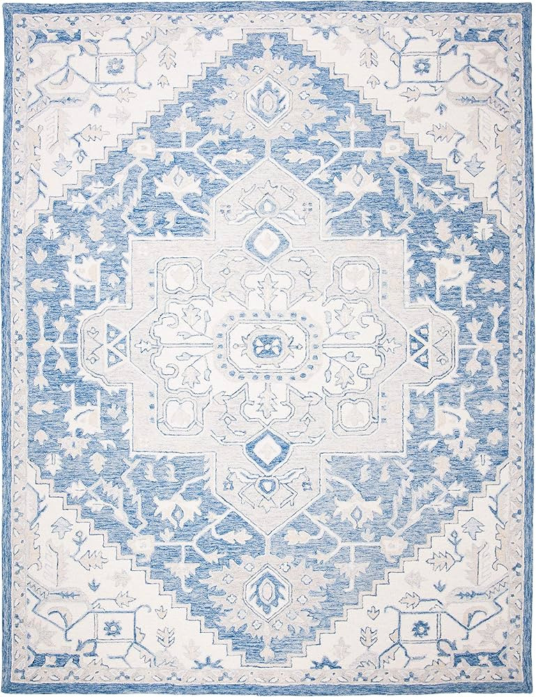 Safavieh Micro-Loop Collection 8' x 10' Blue/Ivory MLP503M Handmade Shabby Chic Medallion Premium... | Amazon (US)
