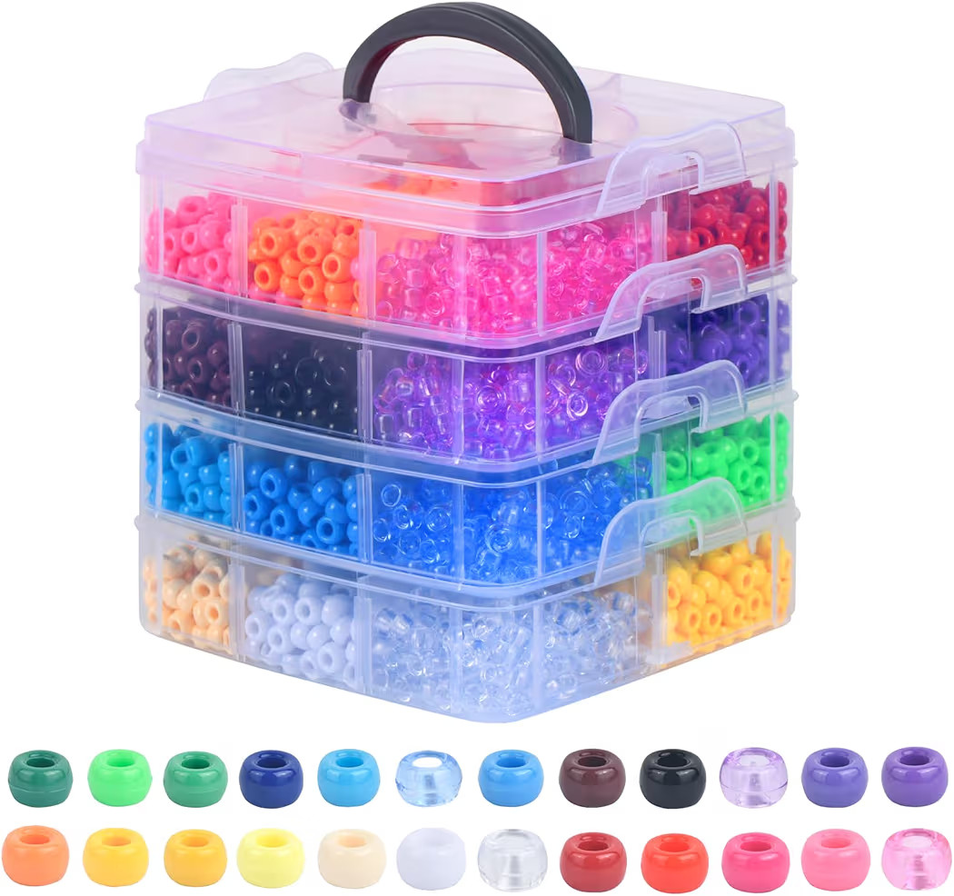 Simetufy 4200Pcs Pony Beads, 24 Colors Kandi Beads Bulk for Bracelets Making Hair Braiding Kandi ... | Amazon (US)