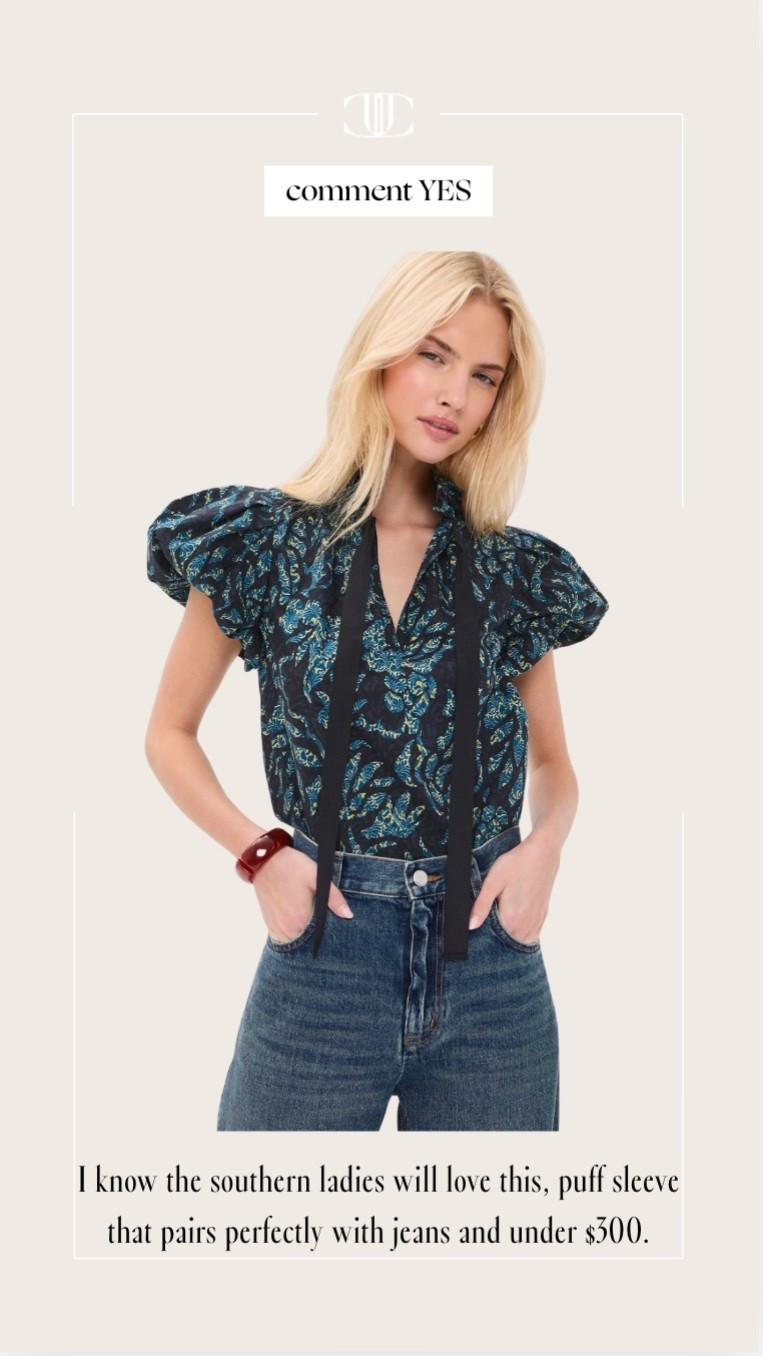 ￼ I know the southern ladies that love a puff sleeve are going to love this top, especially for fall, it pairs beautifully with denim and it’s under 300.￼