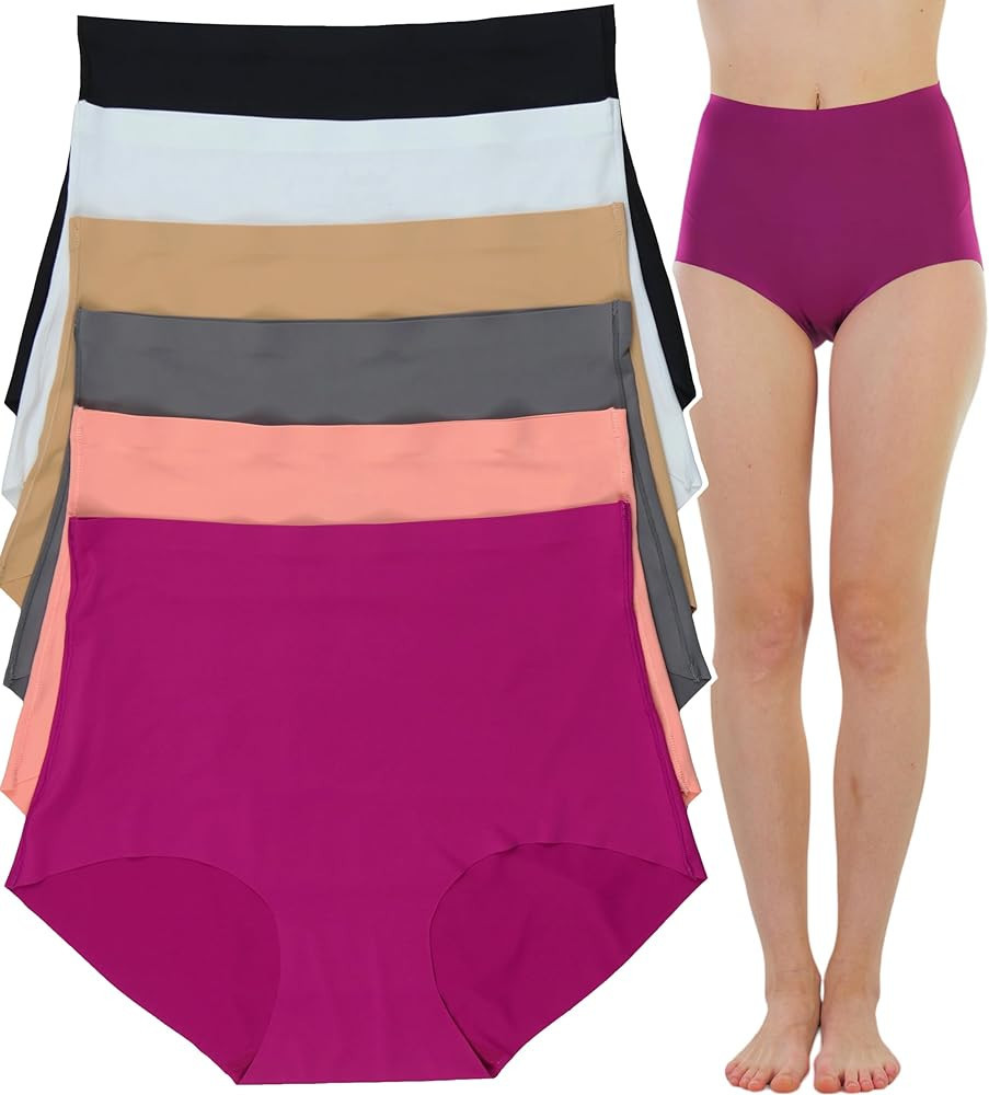 ToBeInStyle Women's 6 Pack High Waisted Seamless Basic Laser Cut Panties | Amazon (US)