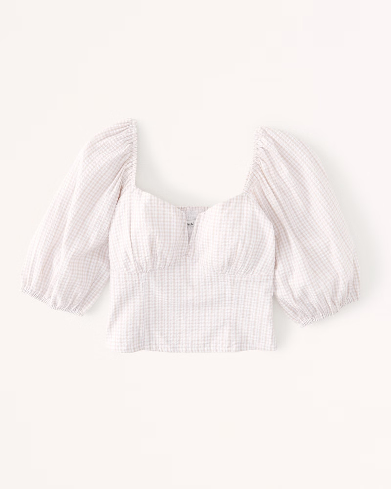 Puff Sleeve Hardware Corset Top | Abercrombie & Fitch (US)