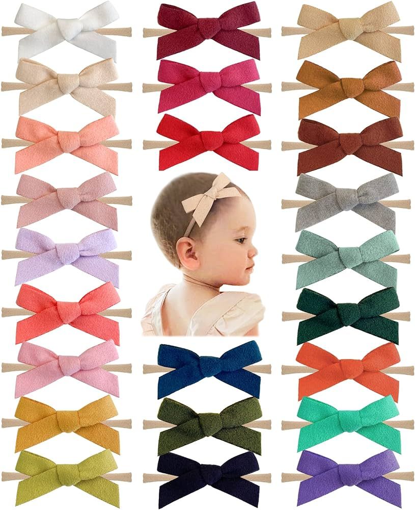 24PCS Baby Nylon Headbands Hairbands Hair Bow Elastics for Baby Girls Newborn Infant Toddlers Kid... | Amazon (US)