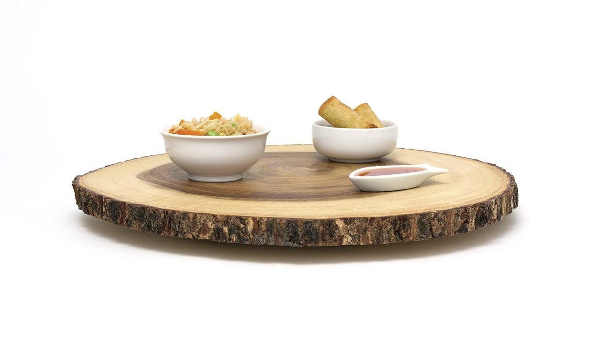 Lipper Acacia Large Slab Lazy Susan with Bark Rim - Walmart.com | Walmart (US)