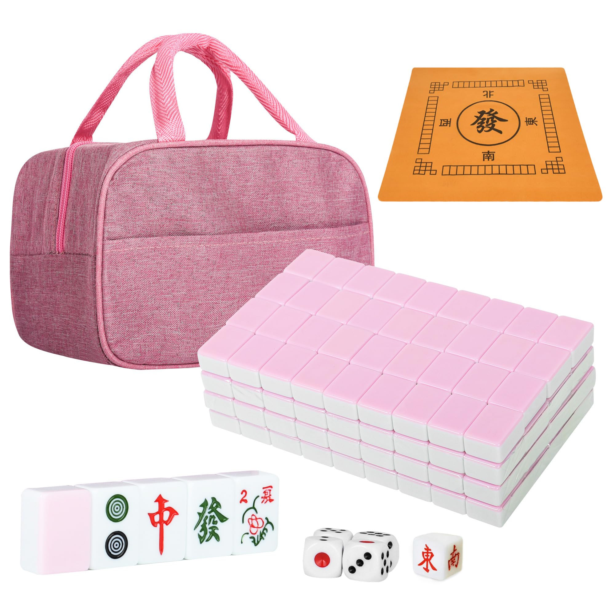 Chinese Pink 1.17 inches Compact Mahjong Set, Travel Small Size, 144 + 8 Blank Melamine Tiles, wi... | Amazon (US)