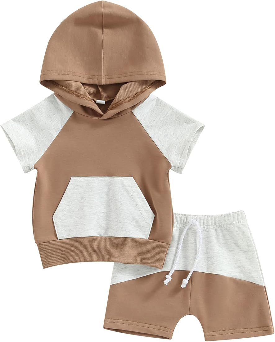 Toddler Baby Boy Summer Clothes Short Sleeve Hooded Tshirt Top and Casual Shorts Set Infant 2 Pie... | Amazon (US)