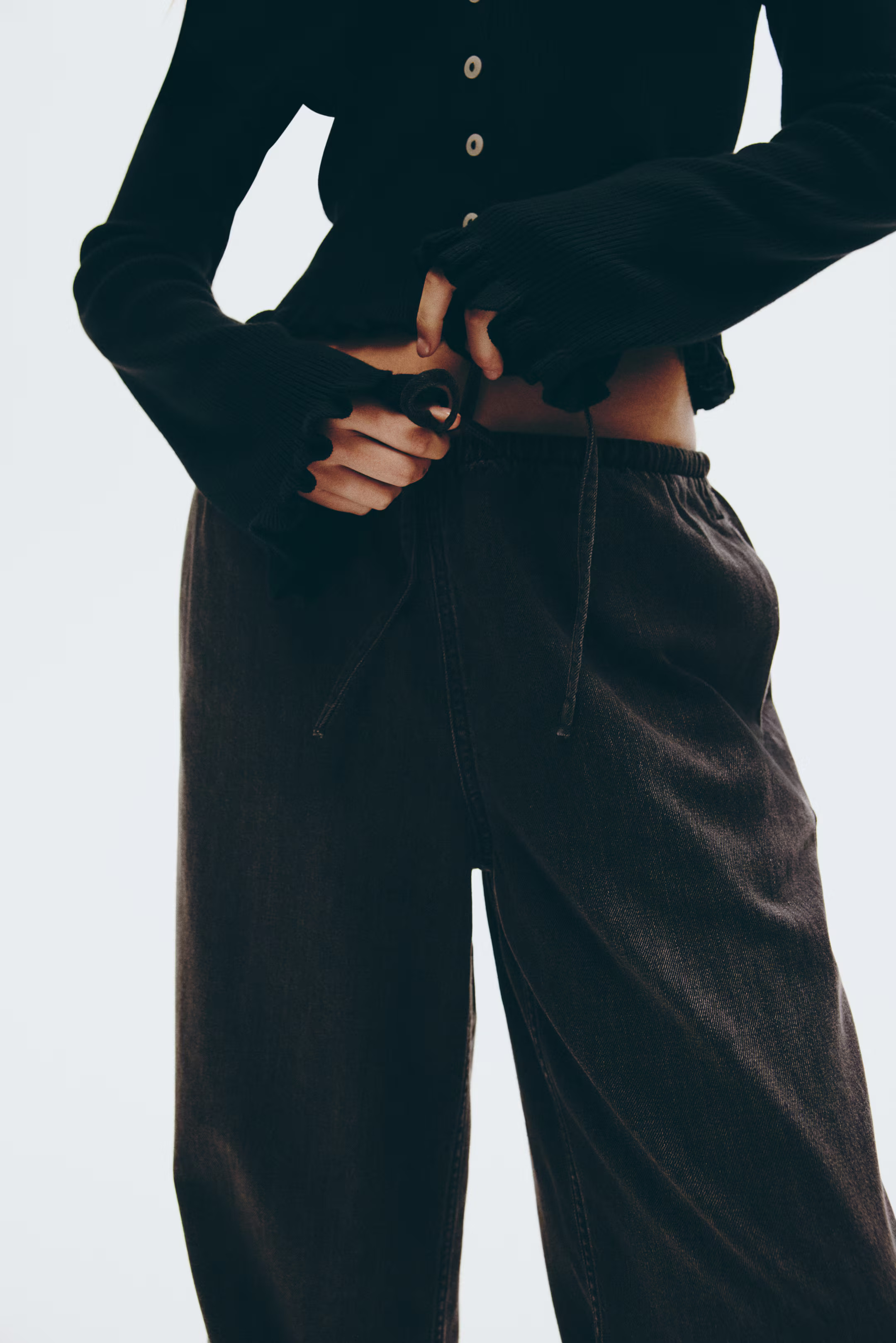 Denim drawstring trousers | H&M (UK, MY, IN, SG, PH, TW, HK)