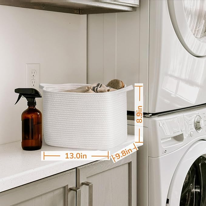 INDRESSME White Woven Storage Basket, Baby Gift Basket for Nursery, Clothes Basket for Shelves, S... | Amazon (US)