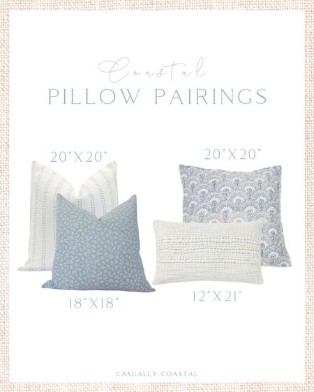 Sharing some of my favorite pillow cover pairings for the fall season! I still like to keep my colors light, but I introduce more texture, and heavier materials to make it look more cozy! I’ve also linked my favorite affordable feather inserts. Always size up on the inserts - so for example, buy 22” inserts for a 20” pillow cover! 
- 
Fall pillows, fall throw pillows, fall cushions, neutral fall pillows, Etsy pillows, west elm, fall decor under $50, home decor, decor under 50, falls decor under $100, home decor under $50, fall decor, fall decorations, fall home decorations, coastal decor, beach house decor, beach decor, beach style, coastal home, coastal home decor, coastal decorating, coastal interiors, coastal house decor, home accessories decor, coastal accessories, beach style, blue and white home, blue and white decor, neutral home decor, neutral home, natural home decor, 20”x20” pillows, 18”x18” pillows, 12"x21" pillows, lumbar pillows, fall pillow covers, Neutral pillow covers, coastal pillow covers, autumn pillows, textured pillows, striped pillows, pillows for beach house, pillows for beach condo, blue and white pillows, floral pillows, grey pillows, gray pillows, down pillows, down inserts, feather pillow inserts, amazon pillow inserts, amazon pillow inserts, amazon pillow covers, amazon pillows

#LTKunder50 #LTKstyletip #LTKhome
