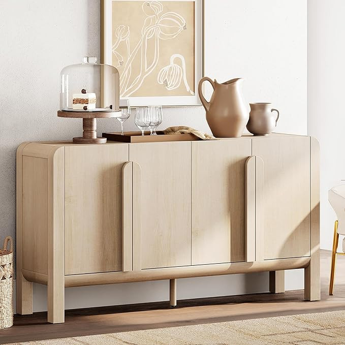 WAMPAT 63" W Large Buffet Sideboard Cabinet with Storages, Modern Buffet Table Coffee Bar Wine Ba... | Amazon (US)