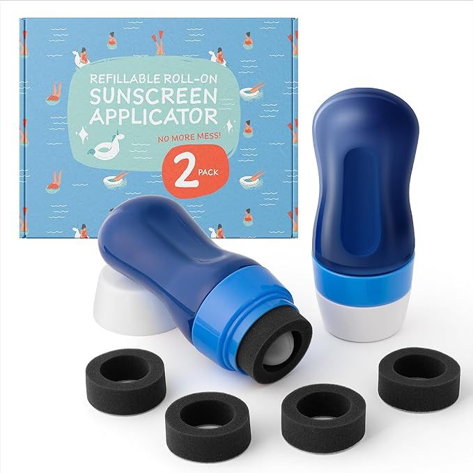 [2 Pack] Refillable Roll On Sunscreen Applicator for Kids & Adults Roll On Sponge Applicator Suns... | Amazon (US)