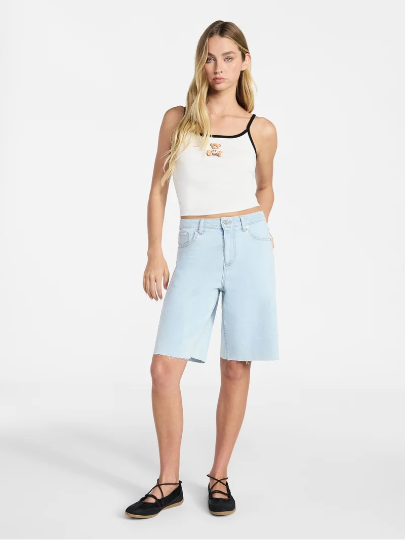 No Boundaries Denim Fray Jorts, 10'' Inseam, Women's 00-18 | Walmart (US)