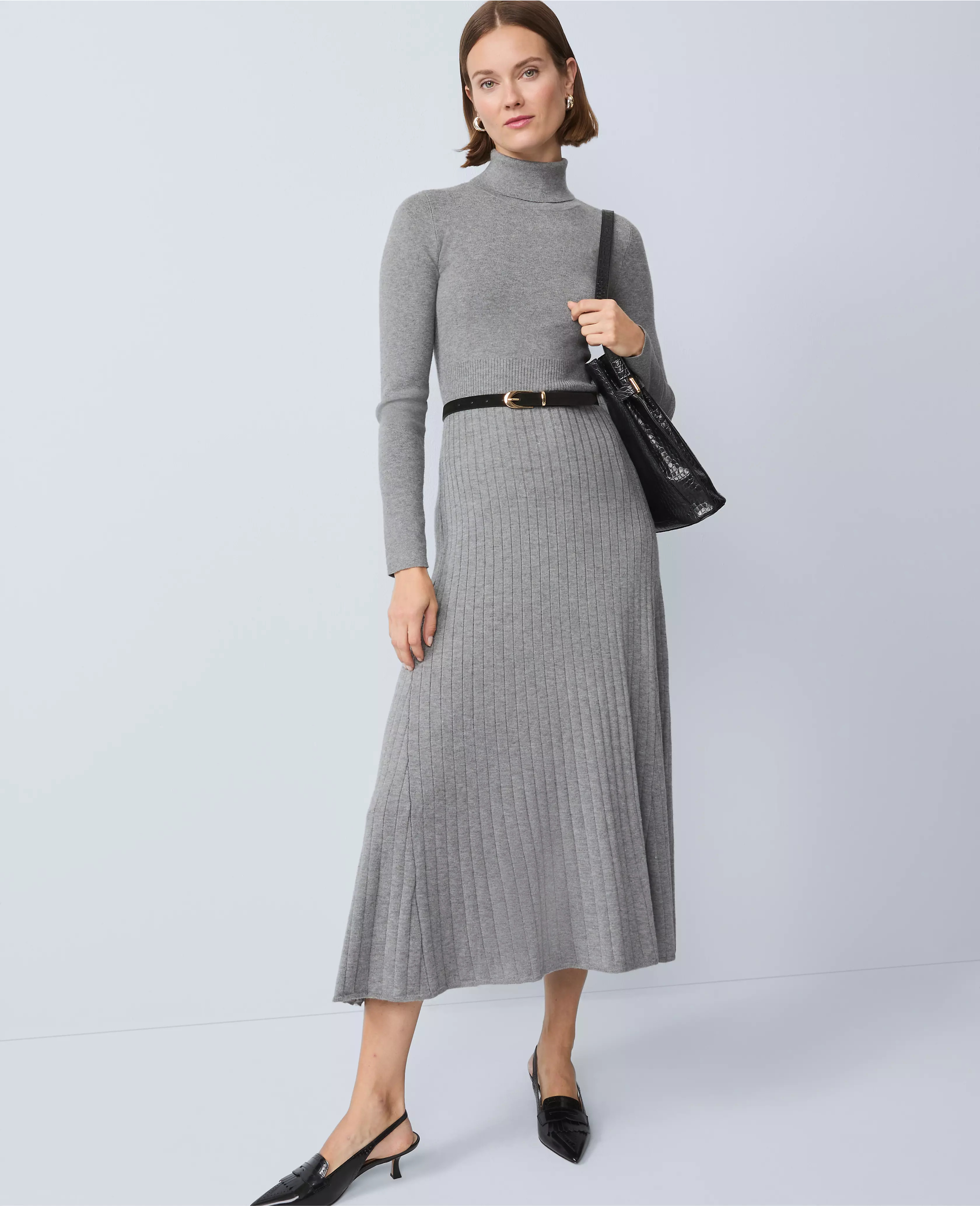 Ribbed Turtleneck Sweater Dress | Ann Taylor