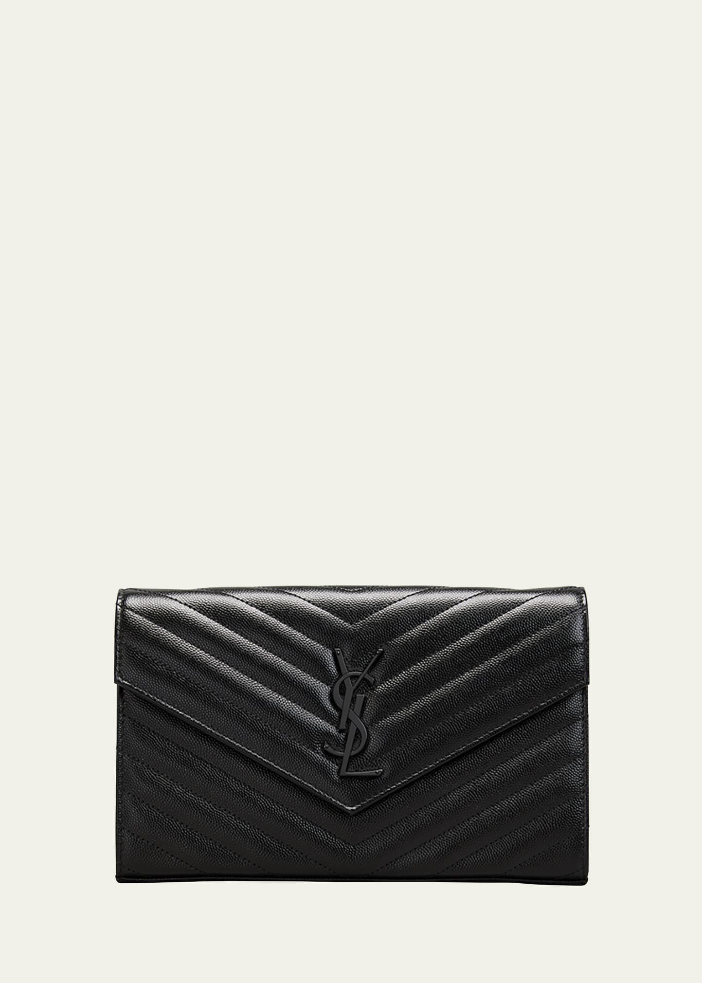 Saint Laurent Monogramme Grain de Poudre Leather Wallet-on-Chain | Bergdorf Goodman