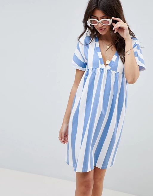 ASOS DESIGN ultimate cotton smock dress in deckchair stripe | ASOS US