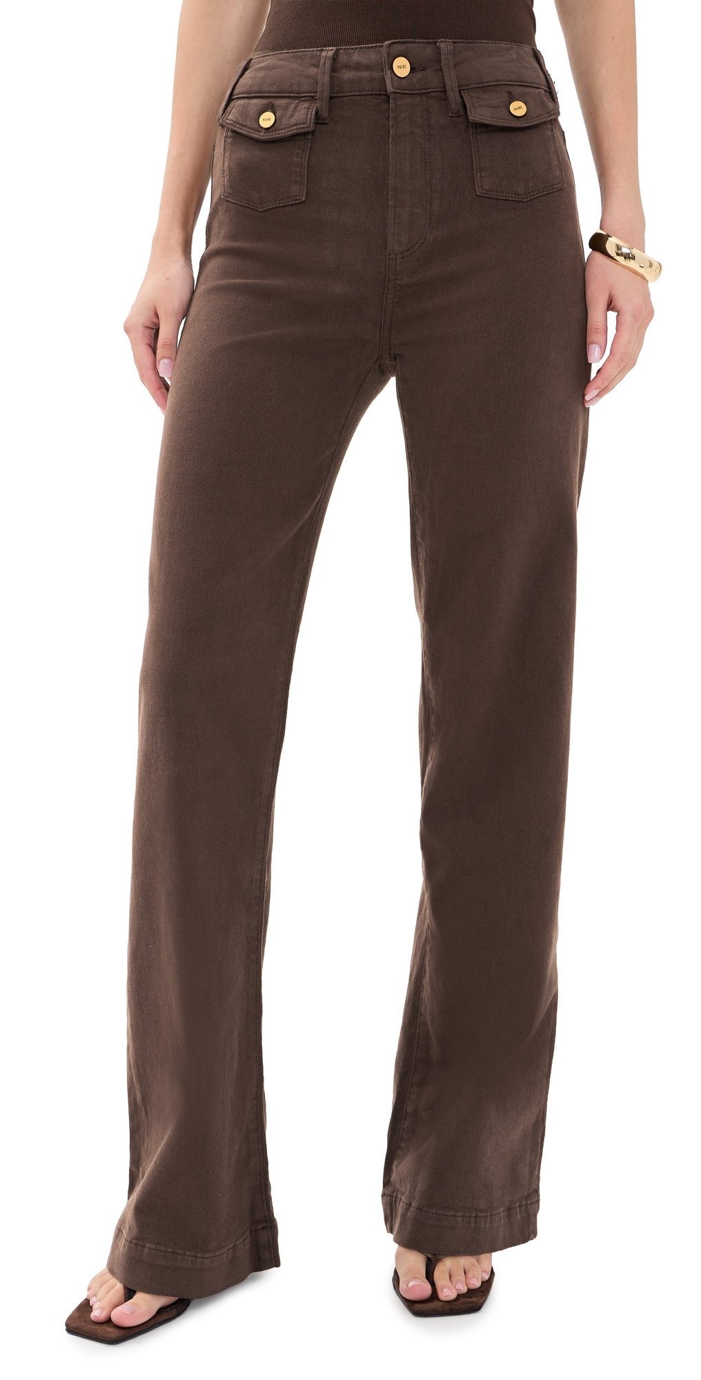 PAIGE Leenah Mini Patch Pockets Jeans Rich Chocolate 31 | Shopbop