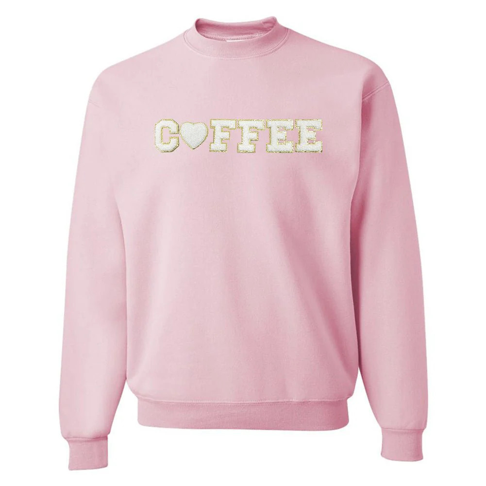 Coffee Heart Letter Patch Crewneck Sweatshirt | United Monograms