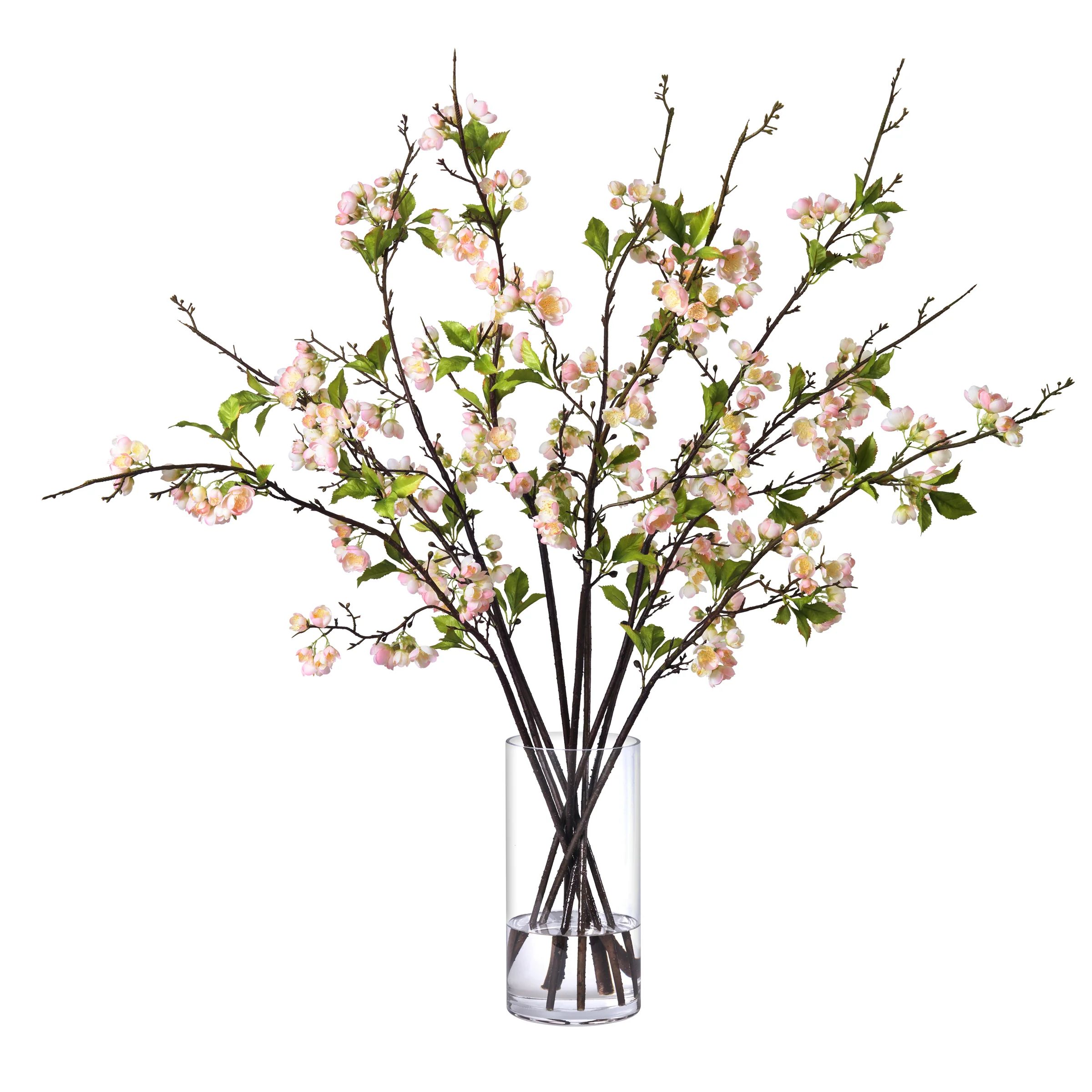 Blush Plum Branches in Glass Vase | Ashley Stark Home