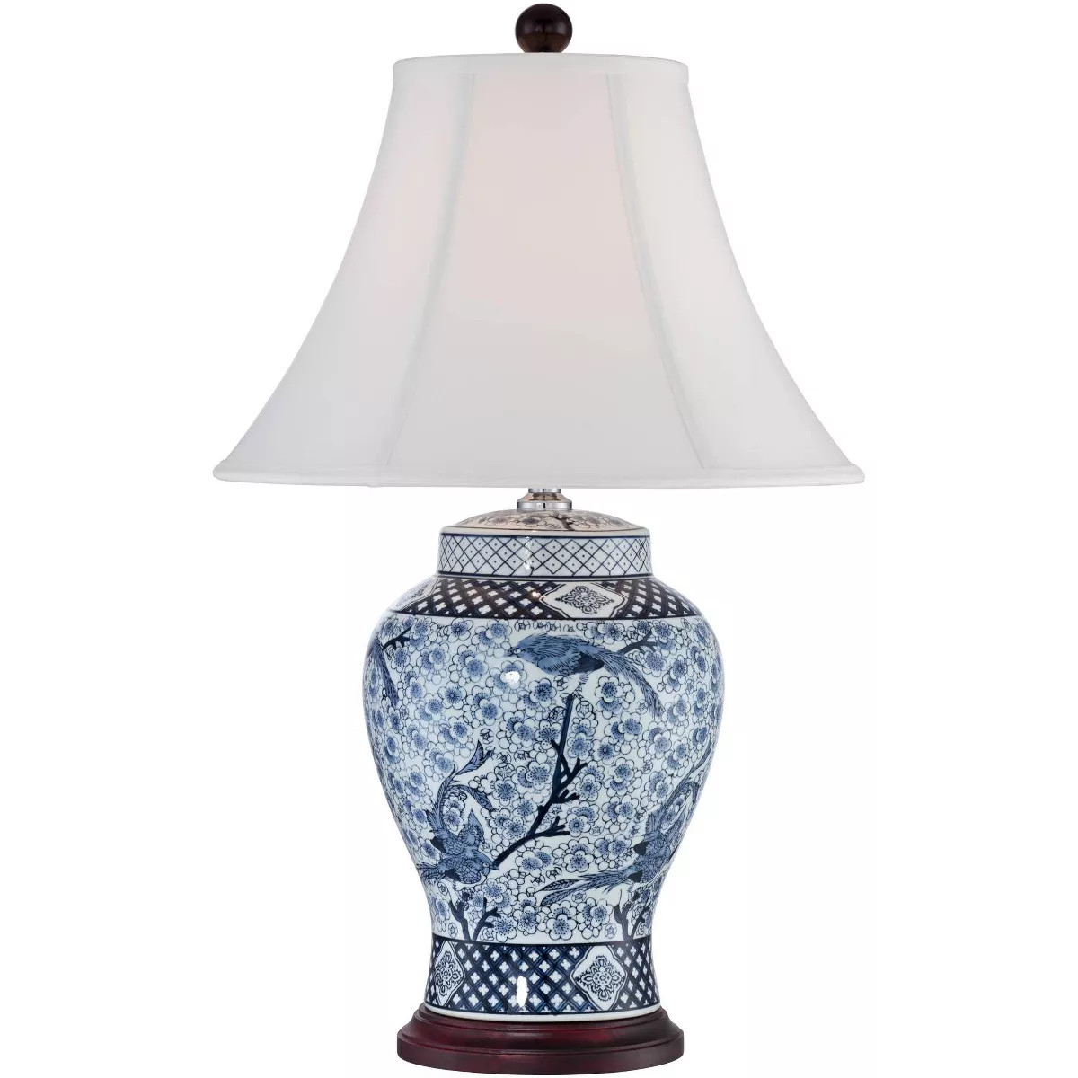 Barnes and Ivy Shonna Traditional Table Lamp 27" Tall Blue White Garden Bird Bell Shade for Bedro... | Target