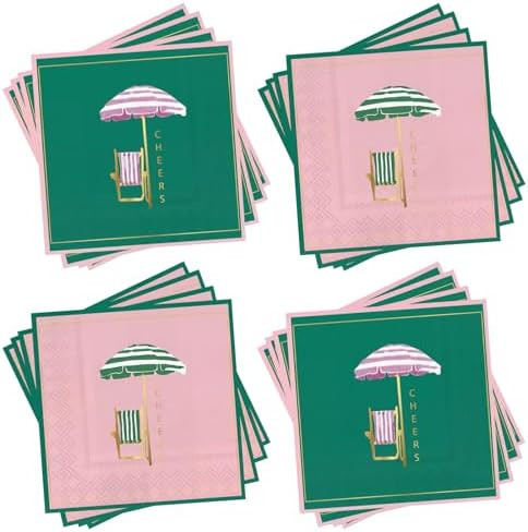 100 PCS Palm Beach Party Napkins Bulk - Disposable Umbrella Cheers Paper Cocktail Napkin for Spri... | Amazon (US)