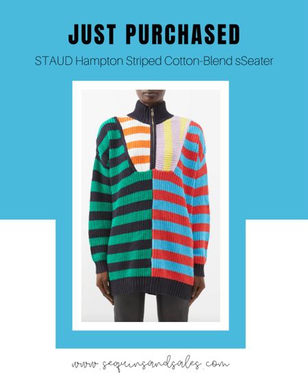 STAUD 
Hampton striped cotton-blend sweater
STAUD Sweater
Striped Sweater
Multi-Colored Sweater
Colorful Fashion
Maximalist Fashion
Maximalism 
Zip Front Sweater
Cotton-Blend Sweater

#LTKSeasonal #LTKFind #LTKstyletip