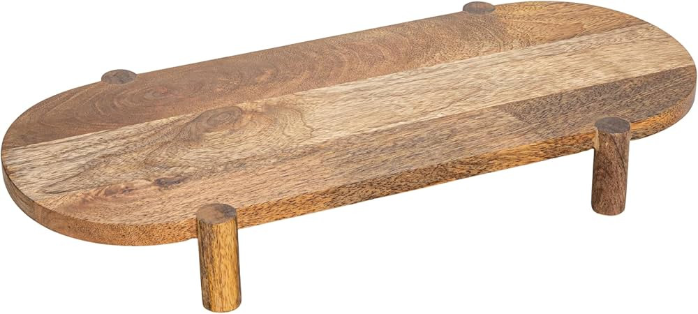 Bloomingville Long Mango Wood Footed Pedestal, Natural | Amazon (US)