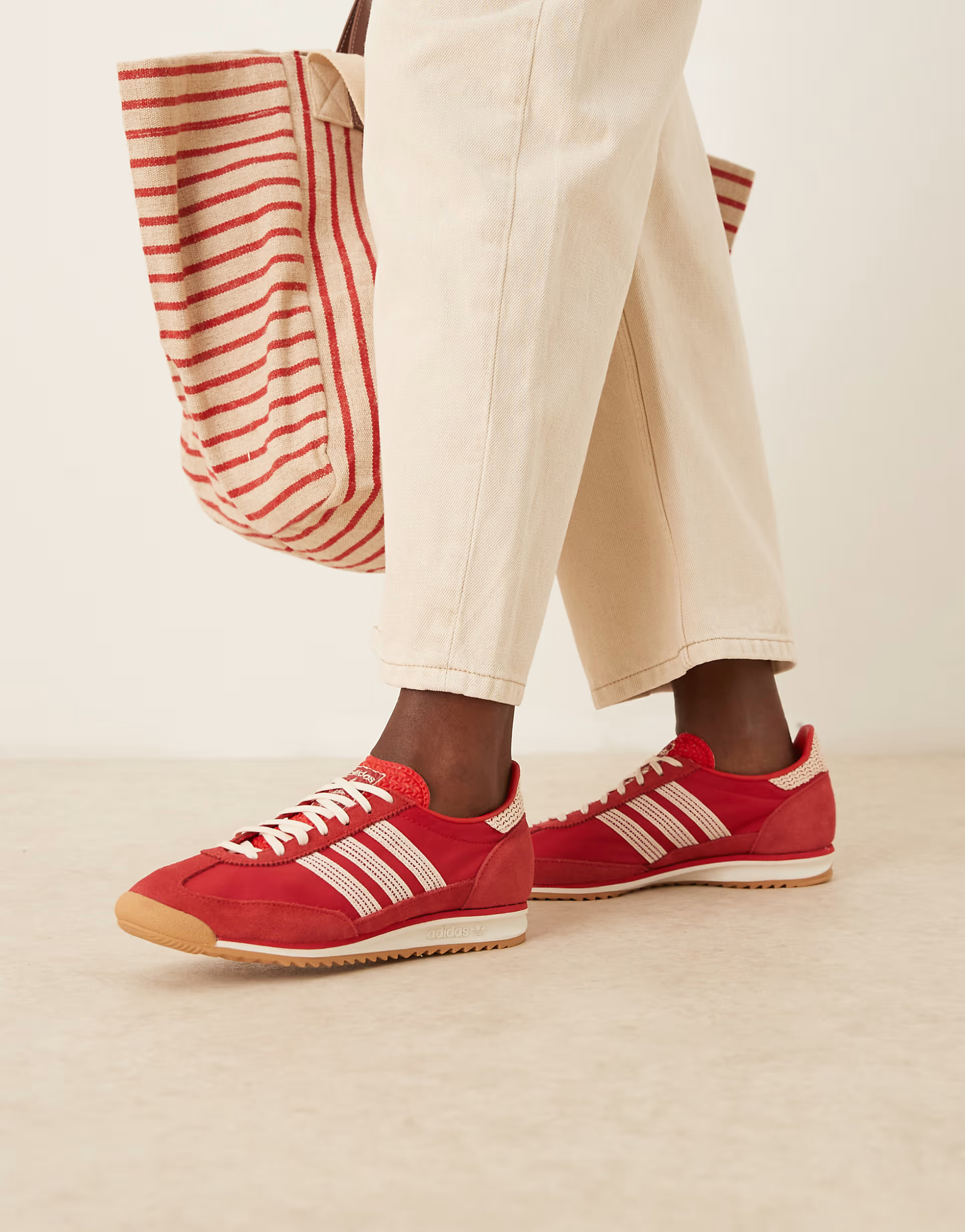 adidas Originals SL 72 OG crochet trainers in red and cream | ASOS (Global)