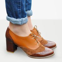 Belgrave - Oxford Pumps, Womens Oxfords, Heeled Brown Leather Heel Shoes, Custom Heels, Free Customi | Etsy (US)