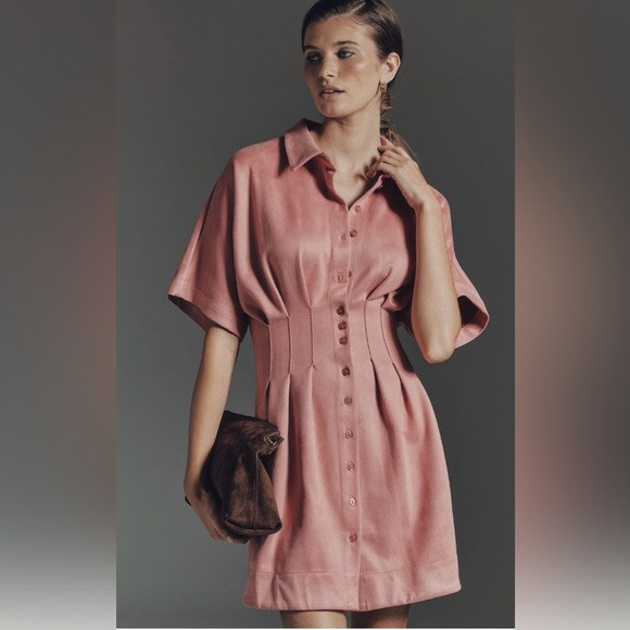 Anthropologie x Exquise Tobie Faux-Suede Mini Shirt Dress Size Medium NWOT | Poshmark