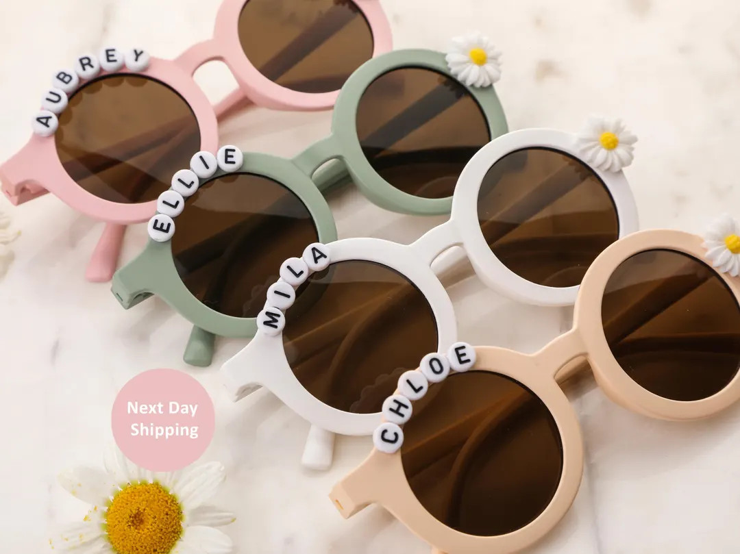 Floral Daisy Girls Personalized Name Sunglasses | Toddler Gift | Kids Gift | Babies Gift | Baby G... | Etsy (US)