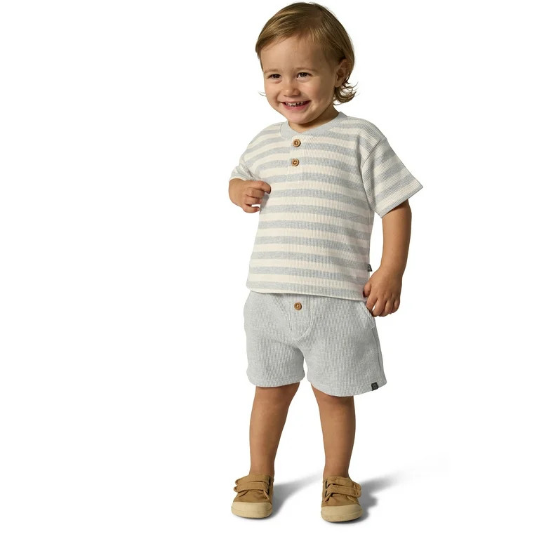 Modern Moments by Gerber Toddler Boy Henley Top and Short Outfit Set, 2-Piece, 12 Months - 5T - W... | Walmart (US)