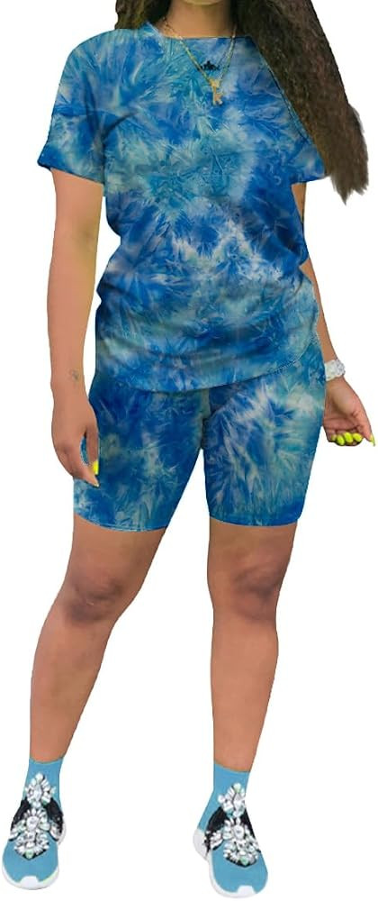KINIKO Women's 2 Piece Casual Fashion Sports Solid Color Suit short Sleeve top and Pants Set Swea... | Amazon (US)