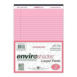 ROARING SPRING Enviroshades Recycled Legal Pads, 3 Pack, 8.5" x 11.75" 50 Sheets, Pink | Amazon (US)