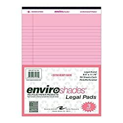 Roaring Spring Enviroshades Recycled Legal Pads, 3 Pack, 8.5" x 11.75" 50 Sheets, Pink | Amazon (US)