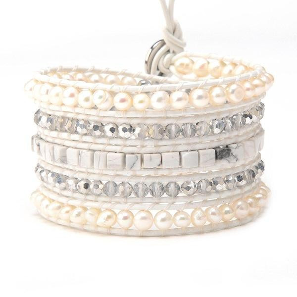 Pearls & Emerald Cut Crystals on Ivory | Victoria Emerson