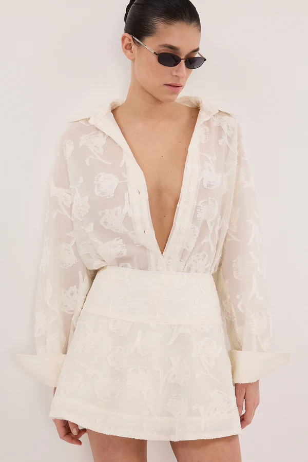 AZALEA OFF WHITE JACQUARD MINI SKIRT | DISSH