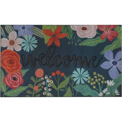 1'6"x2'6" 'Welcome' Spring Sunset Doorscapes Mat - Mohawk: Outdoor Floral Rubber Door Mat, Stain-Resistant, Low Pile | Target