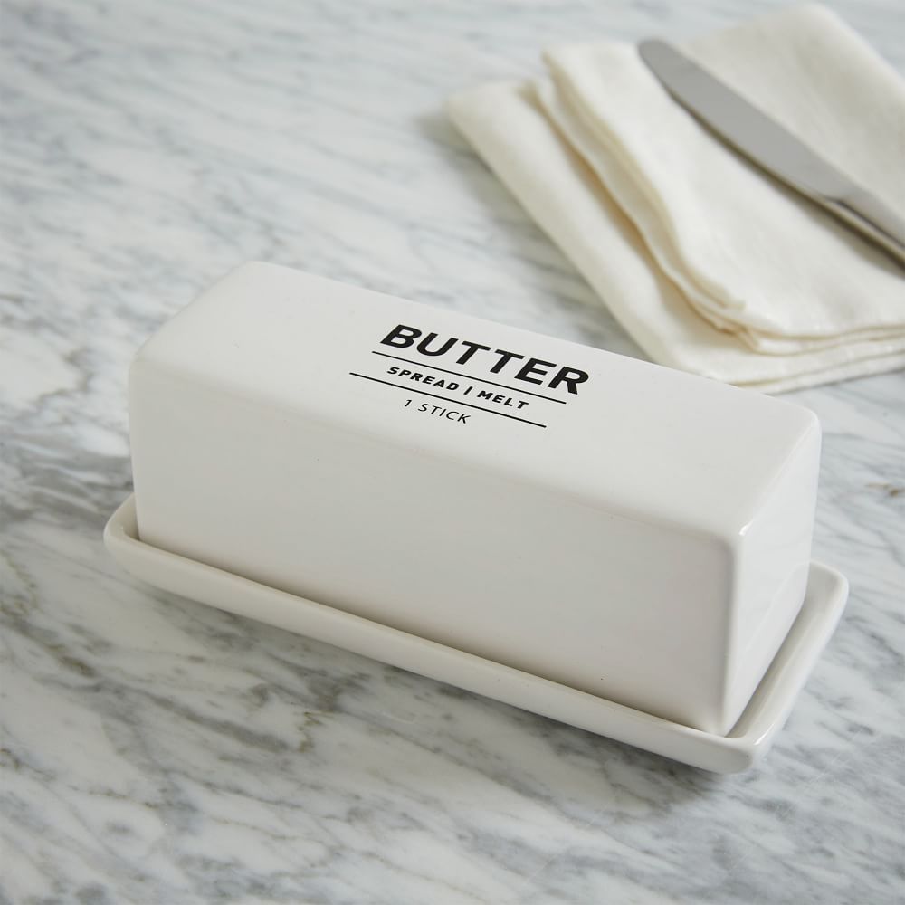 Utility Stoneware Butter Dish - White | West Elm (US)