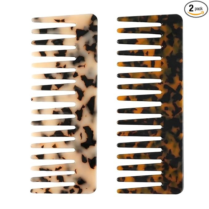 Large Hair Detangling Comb - Wide Tooth Comb Cellulose Detangler Combs for Women Thick Curly Wavy... | Amazon (US)