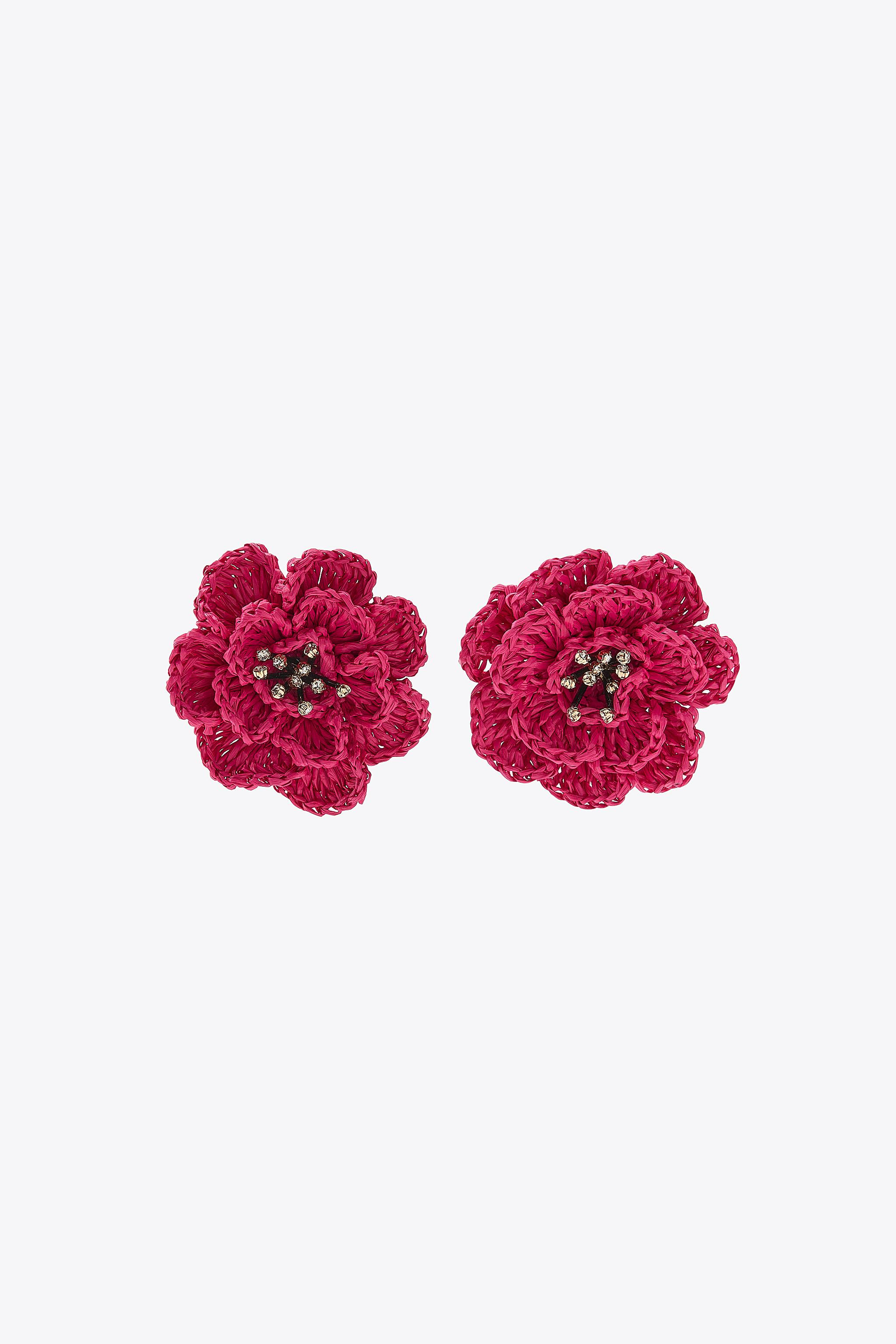 RAFFIA FLOWER SPARKLE EARRINGS | Zara US