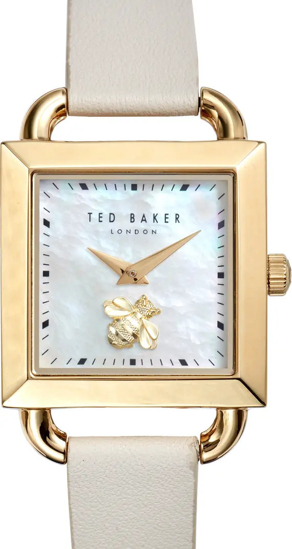 Taliah Bee Leather Strap Watch, 28mm | Nordstrom