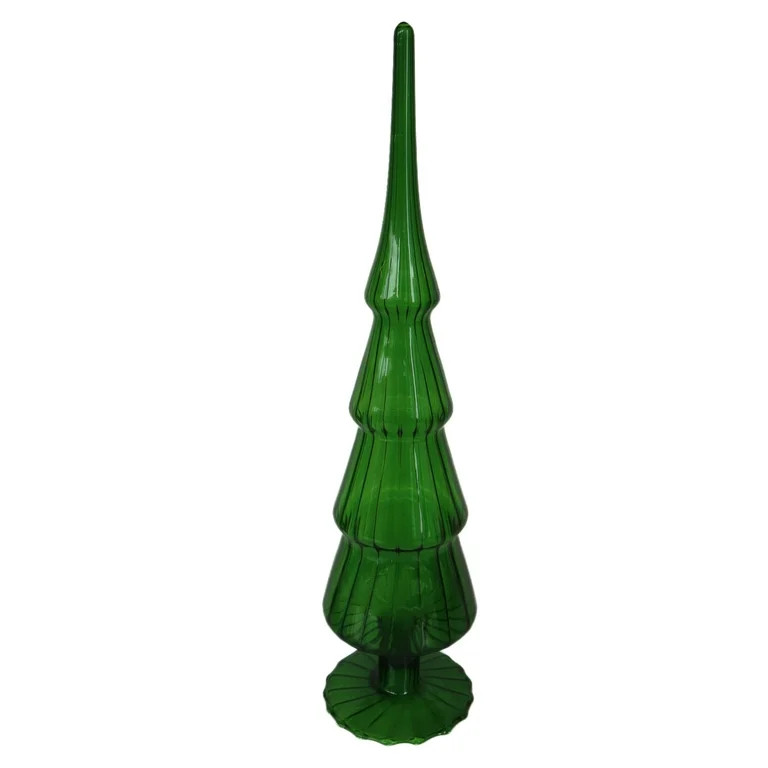 Green Glass Tabletop Tree, 13 in, by Holiday Time - Walmart.com | Walmart (US)