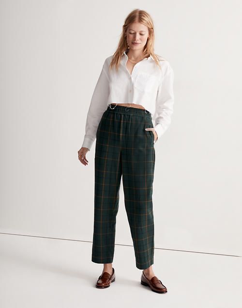 Huston Pull-On Tapered Pants in Plaid | Madewell