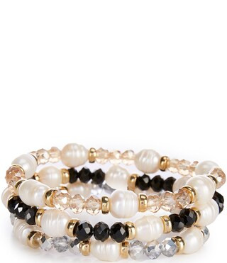Natasha Accessories Multi Row Pearl Bead Stretch Bracelet | Dillard's | Dillard's
