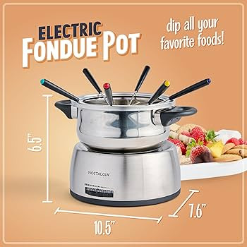 Nostalgia 6-Cup Electric Fondue Pot Set for Cheese & Chocolate - 6 Color-Coded Forks, Temperature... | Amazon (US)