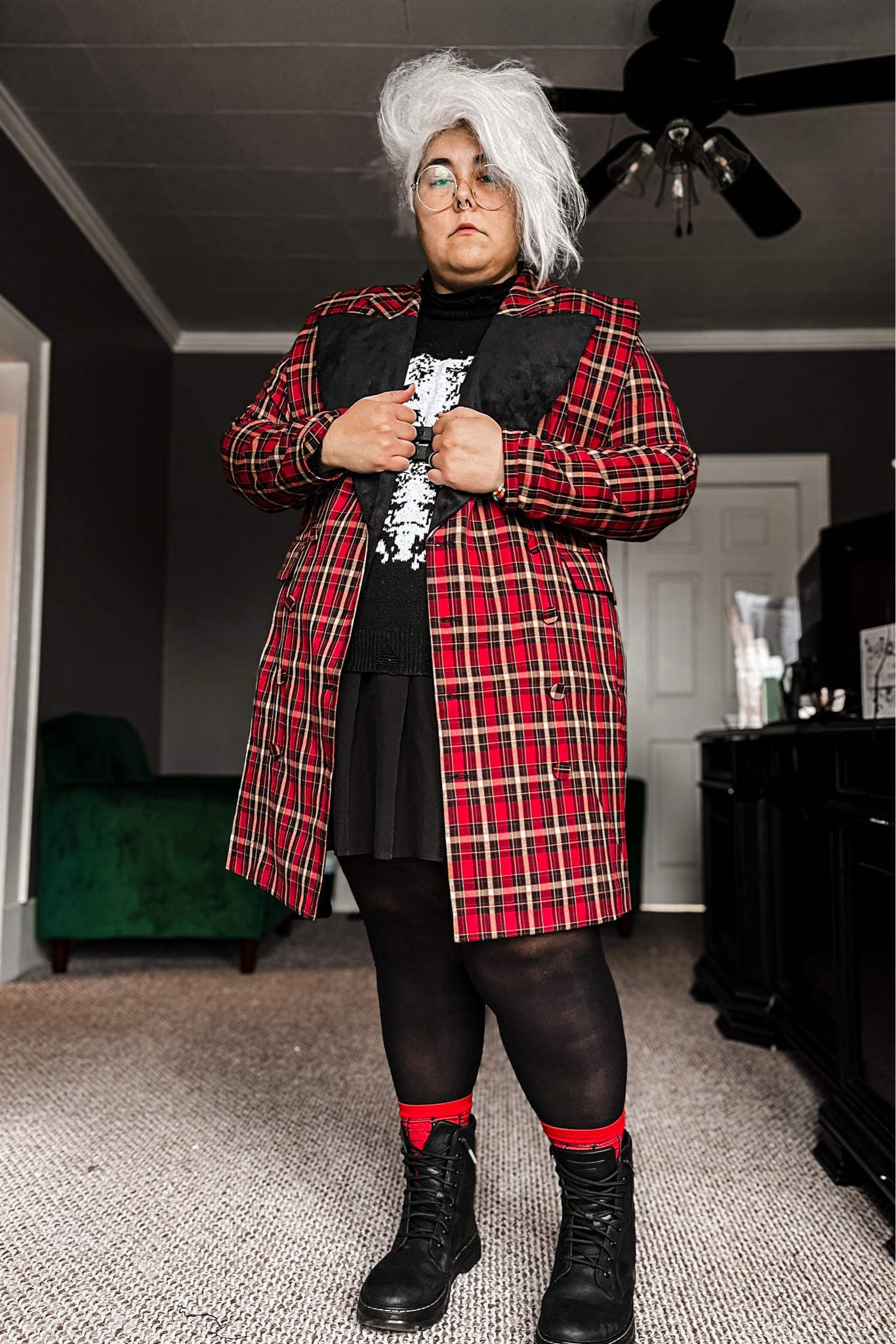 Soft Punk OOTD
Sweater: CurveSoul 
Skirt: Shein
Harness: Shein
Tights: Snag Tights
Boots: Doc Martens 
Coat/Dress: Eloquii

#LTKplussize #LTKstyletip #LTKHoliday