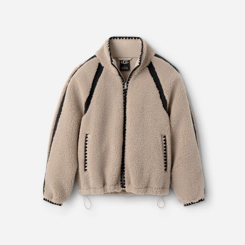 UGG® Women's Nikia Crochet UGG®fluff Jacket Fleece/Recycled Materials in Putty, Size M | UGG (US)