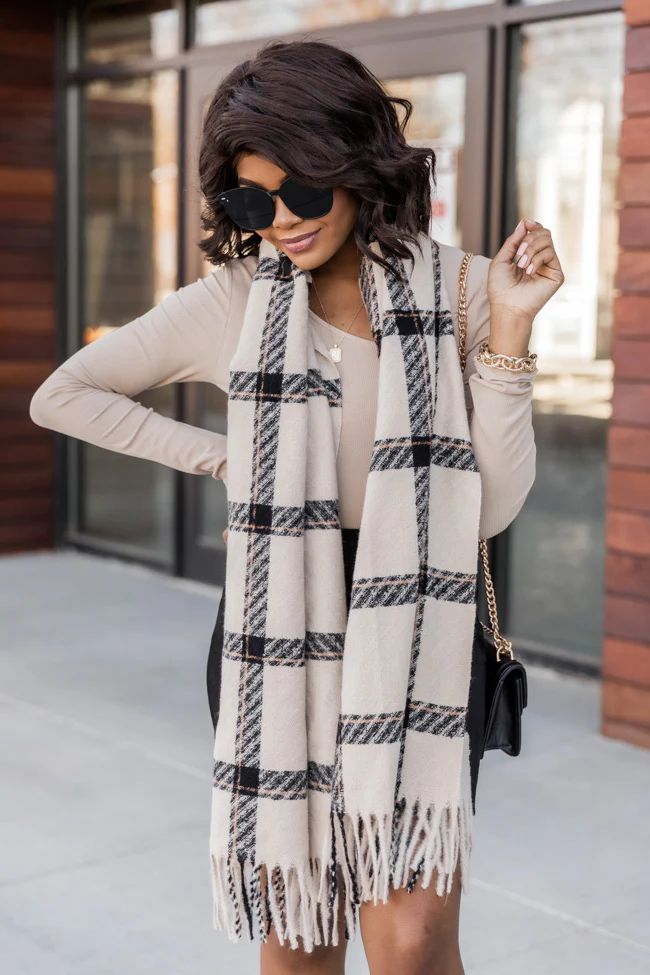 Discover Your Passion Plaid Ivory Scarf | The Pink Lily Boutique