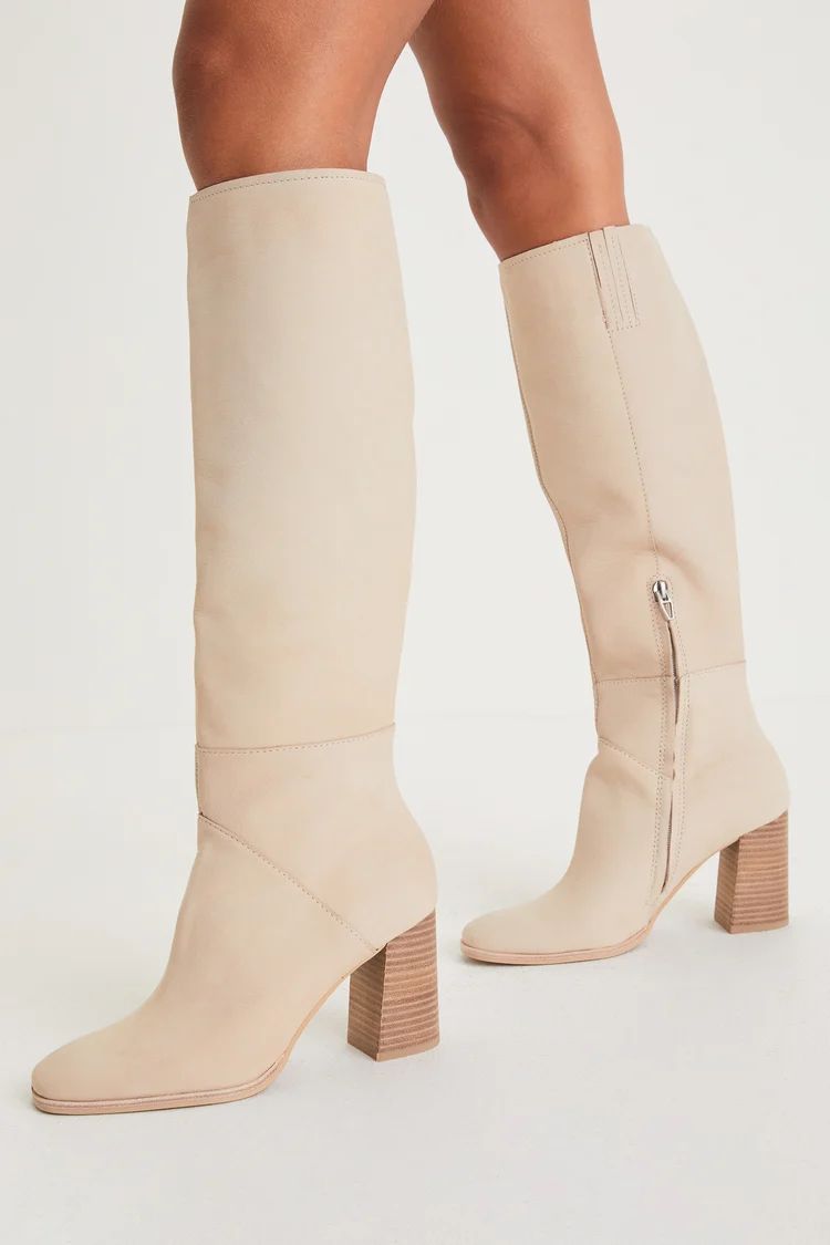 Flynn Sand Nubuck Leather Knee-High Boots | Lulus